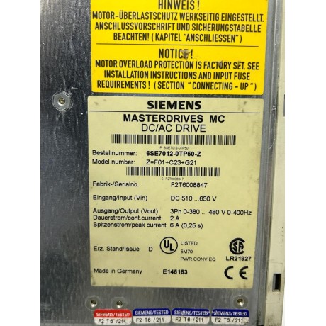 SIEMENS 6SE7012-0TP50-Z